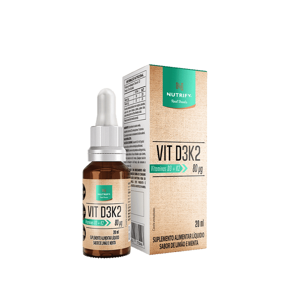 Suplemento de vitamina K2 e D3 da Nutrify. Fonte da imagem: site oficial da marca. 
