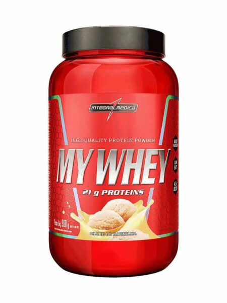 My Whey em pó, pote de 900g, sabor baunilha. Imagem: Amazon